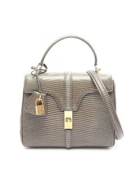 Celine 16 Saise Small 2-Way Khaki Leather Small Handbag